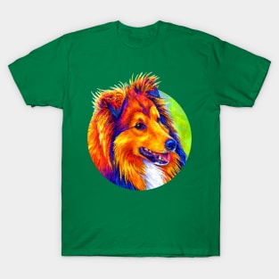 Colorful Rainbow Sheltie Dog T-Shirt